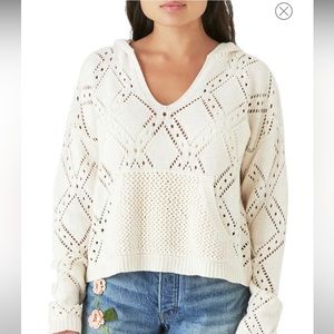 Lucky Brand 🍀 NWT Pointelle Cotton Sweater Hoodie